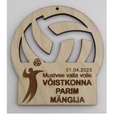 Lasergraveeritud puidust võrkpalli medal MLG22