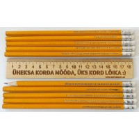 Graveeritud pliiatsite komplekt + joonlaud