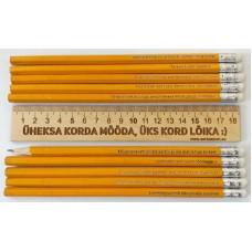 Graveeritud pliiatsite komplekt + joonlaud